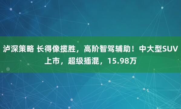 泸深策略 长得像揽胜，高阶智驾辅助！中大型SUV上市，超级插混，15.98万